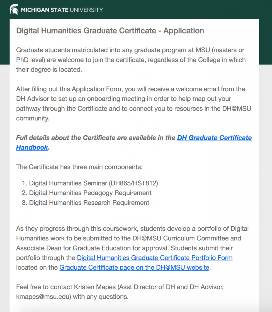 Graduate Certificate – Digital Humanities