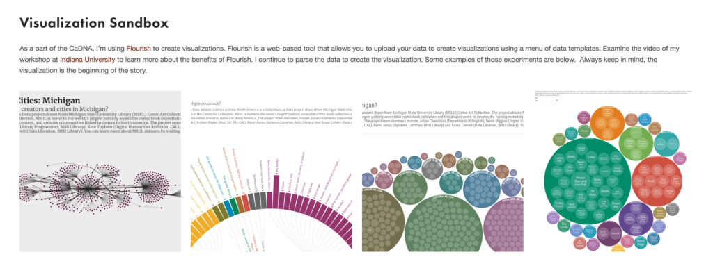 A screenshot of Julian Chambliss Website https://www.julianchambliss.com/comics-as-data