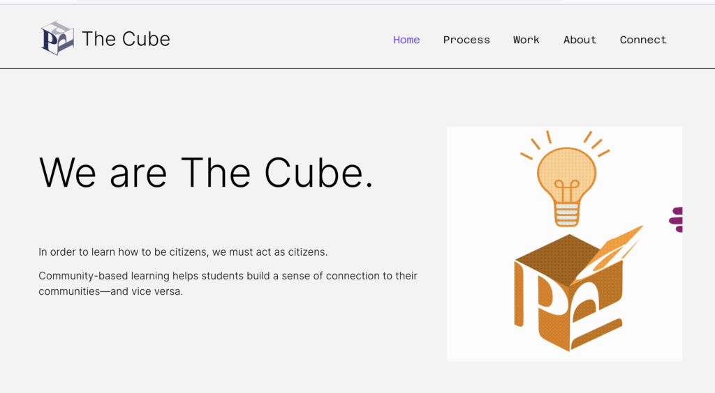 Screenshot of the website "The Cube"