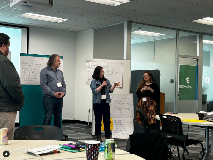 Participants share out after the Open Space Discussion Unconference on March 23rd in the DSL