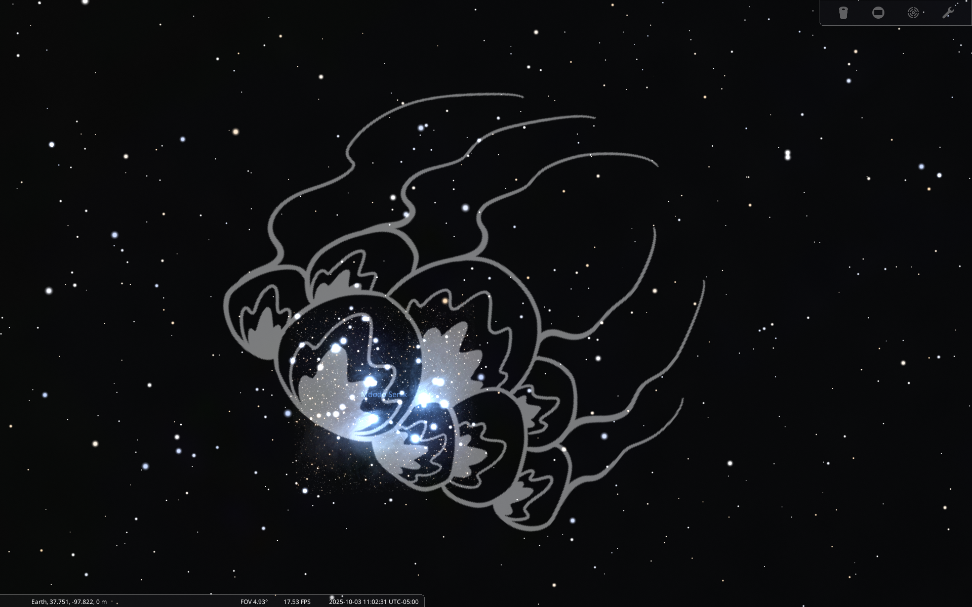 Screenshot of Mdodo Senik - Sweat Stones constellation in Stellarium