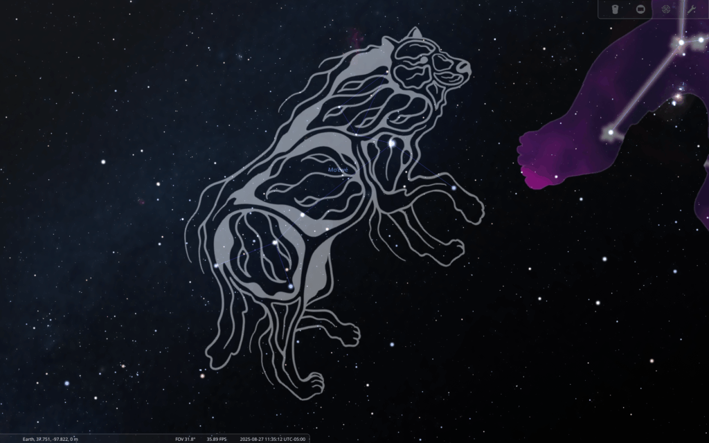 Screenshot of Moewe - Wolf constellation in Stellarium